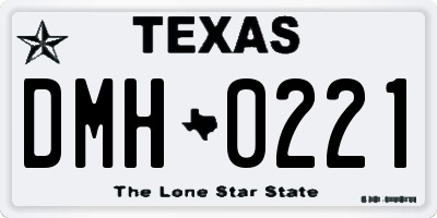 TX license plate DMH0221