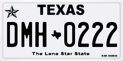 TX license plate DMH0222