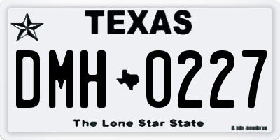 TX license plate DMH0227