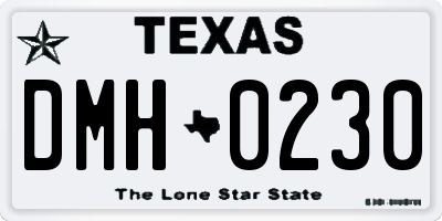 TX license plate DMH0230