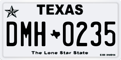TX license plate DMH0235