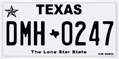 TX license plate DMH0247