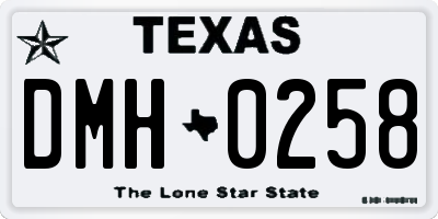 TX license plate DMH0258