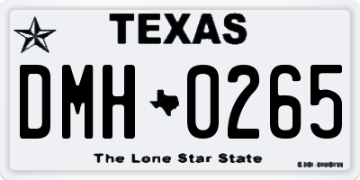 TX license plate DMH0265