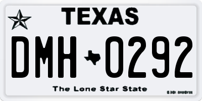 TX license plate DMH0292
