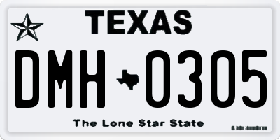 TX license plate DMH0305