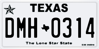 TX license plate DMH0314