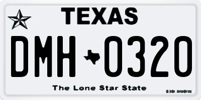 TX license plate DMH0320
