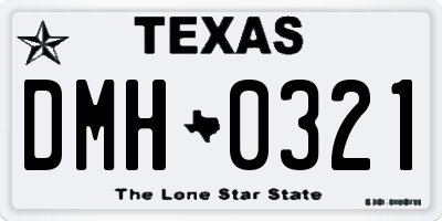 TX license plate DMH0321