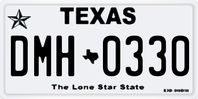 TX license plate DMH0330
