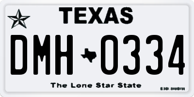 TX license plate DMH0334