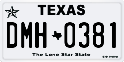 TX license plate DMH0381