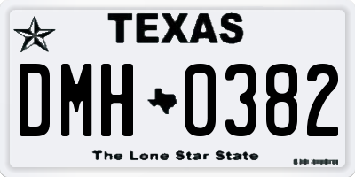 TX license plate DMH0382