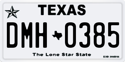 TX license plate DMH0385