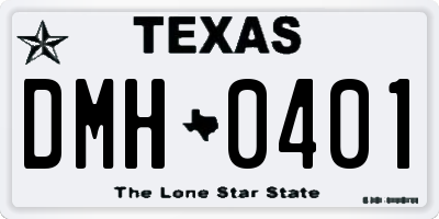 TX license plate DMH0401