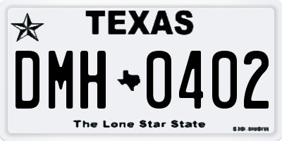 TX license plate DMH0402