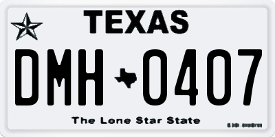 TX license plate DMH0407