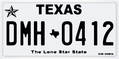 TX license plate DMH0412
