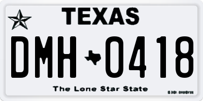 TX license plate DMH0418