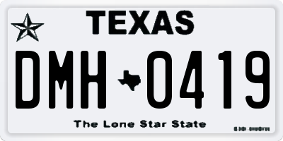 TX license plate DMH0419