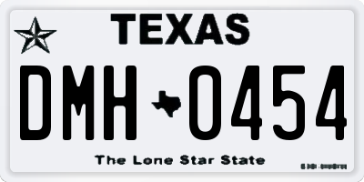 TX license plate DMH0454