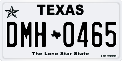 TX license plate DMH0465