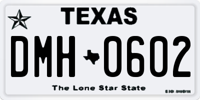 TX license plate DMH0602