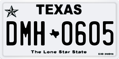 TX license plate DMH0605