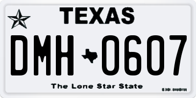 TX license plate DMH0607