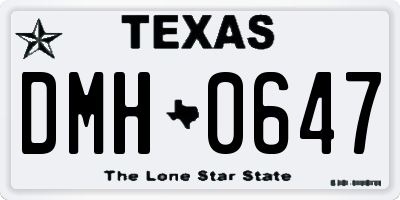 TX license plate DMH0647