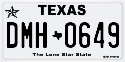 TX license plate DMH0649