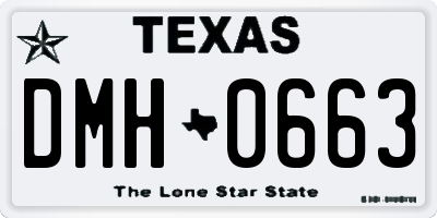 TX license plate DMH0663