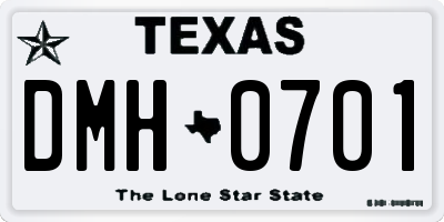 TX license plate DMH0701
