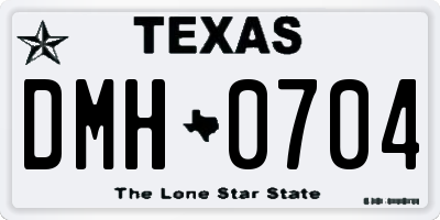 TX license plate DMH0704