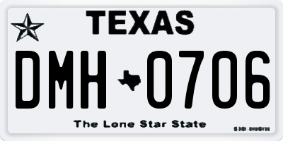 TX license plate DMH0706