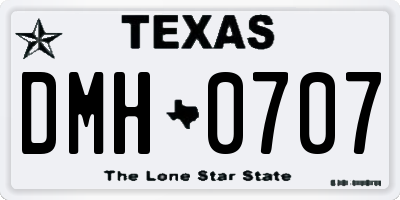TX license plate DMH0707