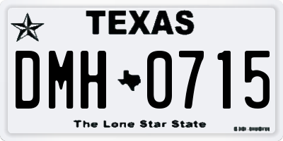 TX license plate DMH0715