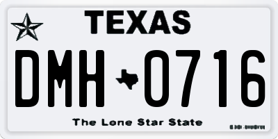 TX license plate DMH0716