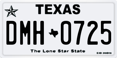 TX license plate DMH0725