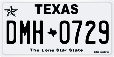 TX license plate DMH0729
