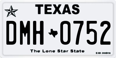 TX license plate DMH0752