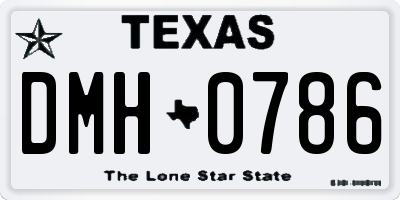 TX license plate DMH0786