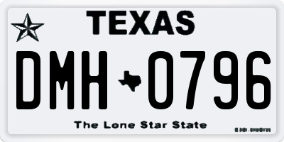 TX license plate DMH0796