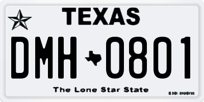 TX license plate DMH0801