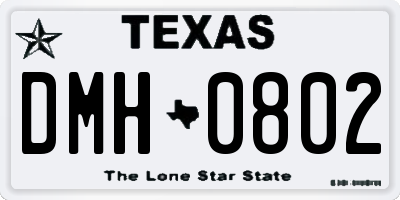 TX license plate DMH0802