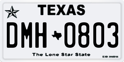 TX license plate DMH0803