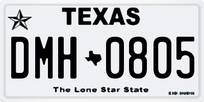 TX license plate DMH0805