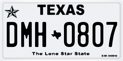 TX license plate DMH0807