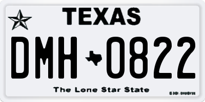 TX license plate DMH0822