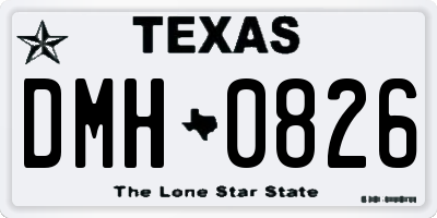 TX license plate DMH0826